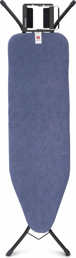 Brabantia Strijkplank B - Met Strijkerhouder - 124x38 Cm - Denim Blue 1 Brabantia Strijkplank B - Met Strijkerhouder - 124x38 Cm - Denim Blue