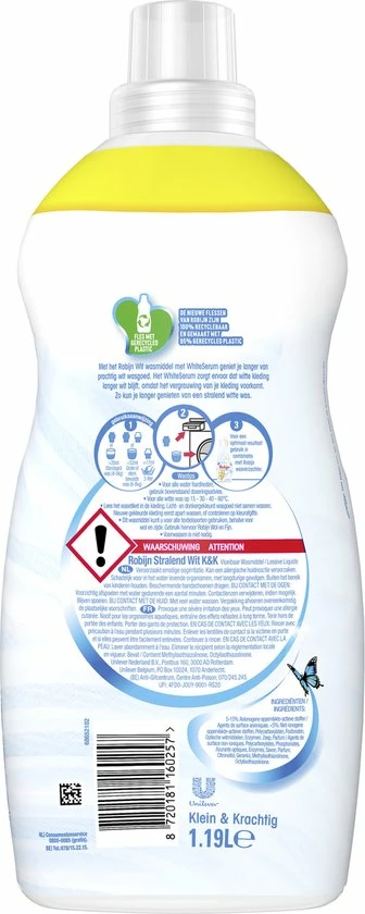 Robijn Klein & Krachtig Classics Stralend Wit Vloeibaar Wasmiddel - 2 X 34 Wasbeurten - Voordeelverpakking 4 Robijn Klein & Krachtig Classics Stralend Wit Vloeibaar Wasmiddel - 2 X 34 Wasbeurten - Voordeelverpakking - Afbeelding 4