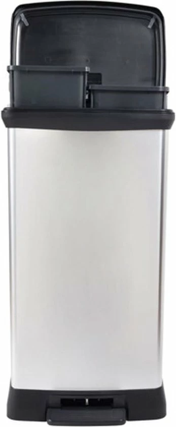 Curver Deco Bin Duo Prullenbak - Rechthoekig - 23L + 23L - Zilver Metallic 9 Curver Deco Bin Duo Prullenbak - Rechthoekig - 23L + 23L - Zilver Metallic - Afbeelding 9