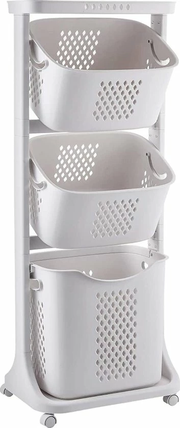 Sens Design Wassorteerder – Wasmand Met 3 Vakken - Op Wieltjes 1 Sens Design Wassorteerder – Wasmand Met 3 Vakken - Op Wieltjes