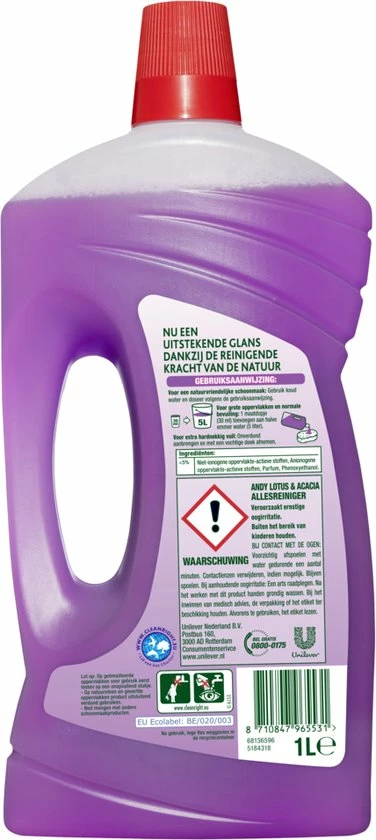 Andy Lotus & Acacia Allesreiniger - 6 X 1L - Voordeelverpakking 4 Andy Lotus & Acacia Allesreiniger - 6 X 1L - Voordeelverpakking - Afbeelding 4