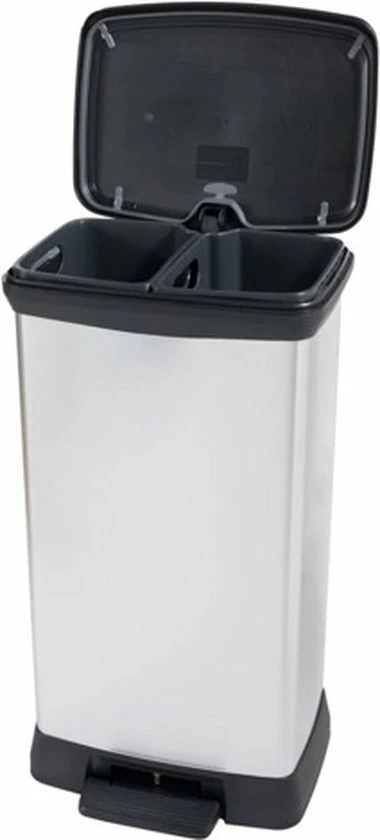 Curver Deco Bin Duo Prullenbak - Rechthoekig - 23L + 23L - Zilver Metallic 14 Curver Deco Bin Duo Prullenbak - Rechthoekig - 23L + 23L - Zilver Metallic - Afbeelding 14