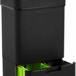 Homra Nexo Afvalscheiding Sensor Prullenbak Zwart 72 Liter - 3 Vakken - 2x12L+48L - Infrarood Sensor - Design Trio Afvalemmer - Afvalscheidingsprullenbak - Keuken Afvalemmer - Recycle Afvalbak - Hygiënisch - Kantoor Vuilbak - Elektrisch - Vuilnisbak