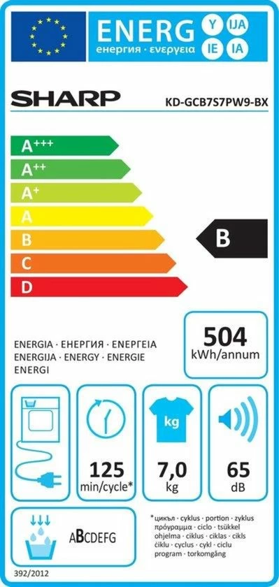 Sharp KDNCB7S7PW9BX Condensdroger 7kg 2 Sharp KDNCB7S7PW9BX Condensdroger 7kg - Afbeelding 2