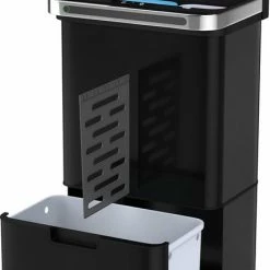 Prullenbak Met Sensor - 60 L - Zwart - Afvalscheiding Vuilbak StangVollby Halden - RVS - 4 Vakken - Automatisch Lucht Filter - 60 Liter (2×18L + 2×12L) - Automatische Soft Close Deksel Met Infrarood Sensor - 4 Vaks Afvalemmer - Bacterie Filter -SolisVac Plus Shop 441x840