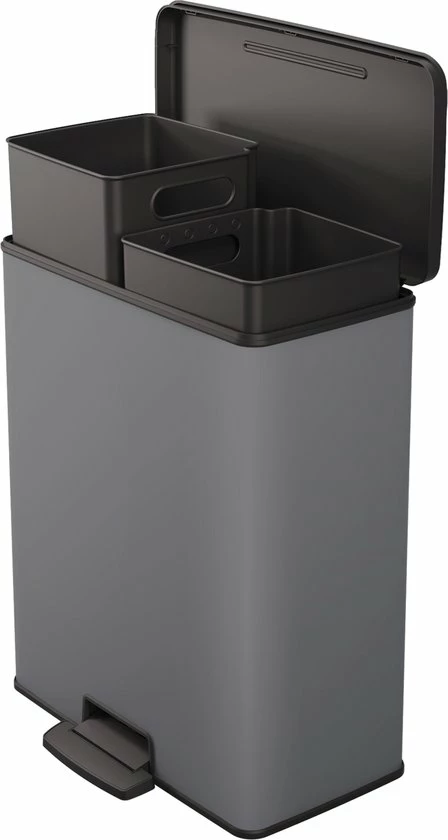 Curver Deco Bin Duo Prullenbak - 26L+26L - Afvalscheiding - Rechthoekig - Lichtgrijs 9 Curver Deco Bin Duo Prullenbak - 26L+26L - Afvalscheiding - Rechthoekig - Lichtgrijs - Afbeelding 9