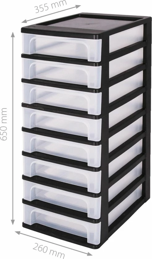 IRIS OHYAMA IRIS Organizer Chest Ladesysteem A4 - 8 Kleine Lades - 8 X 4L - Kunststof - Zwart/Transparant 2 IRIS OHYAMA IRIS Organizer Chest Ladesysteem A4 - 8 Kleine Lades - 8 X 4L - Kunststof - Zwart/Transparant - Afbeelding 2