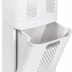 Sens Design Wasmanden Met Deksel - Wassorteerder 3 Vakken Op Wieltjes