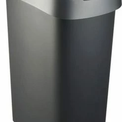 Rotho Twist Prullenbak- 50L - 60,2cm - Met Kanteldeksel - Zilver/Zwart
