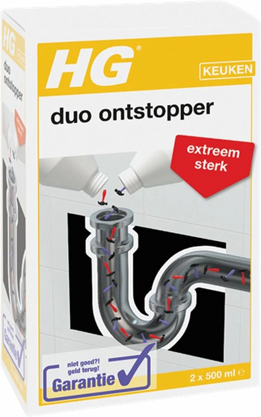 HG Duo Ontstopper - 2x 500ml - De NR1 Ontstopper - Voor Extreme Verstoppingen - Gegarandeerd Resultaat 1 HG Duo Ontstopper - 2x 500ml - De NR1 Ontstopper - Voor Extreme Verstoppingen - Gegarandeerd Resultaat