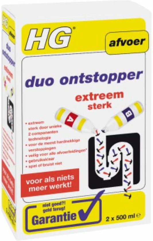 HG Duo Ontstopper - 2x 500ml - De NR1 Ontstopper - Voor Extreme Verstoppingen - Gegarandeerd Resultaat 7 HG Duo Ontstopper - 2x 500ml - De NR1 Ontstopper - Voor Extreme Verstoppingen - Gegarandeerd Resultaat - Afbeelding 7