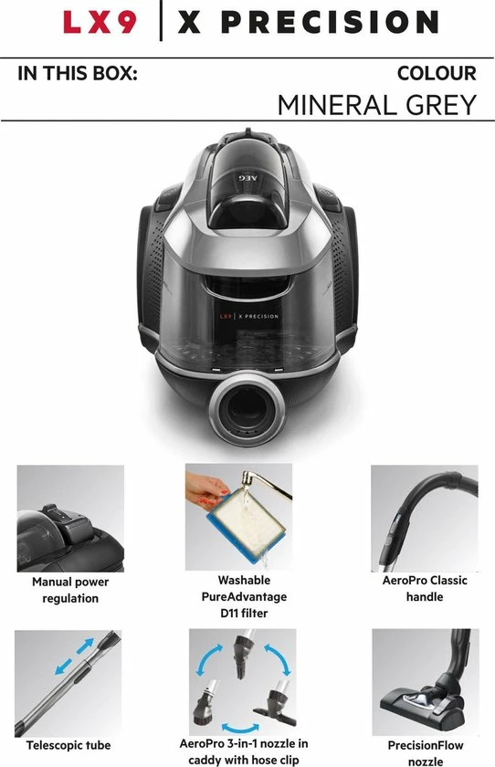 AEG LX9-3-MG - Stofzuiger Zonder Zak - Stofzuigers - Grijs 8 AEG LX9-3-MG - Stofzuiger Zonder Zak - Stofzuigers - Grijs - Afbeelding 8