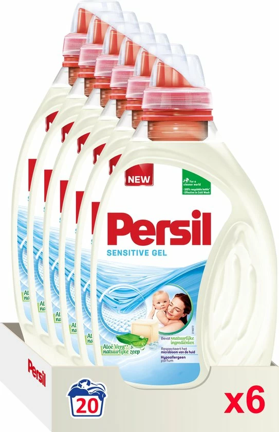 Persil Sensitive Gel - Vloeibaar Wasmiddel - Baby En Gevoelige Huid - Voordeelverpakking - 6 X 20 Wasbeurten 4 Persil Sensitive Gel - Vloeibaar Wasmiddel - Baby En Gevoelige Huid - Voordeelverpakking - 6 X 20 Wasbeurten - Afbeelding 4