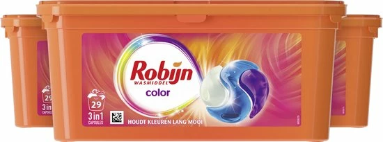 Robijn Color 3 In 1 Wascapsules - 3 X 29 Wasbeurten - Halfjaarbox 3 Robijn Color 3 In 1 Wascapsules - 3 X 29 Wasbeurten - Halfjaarbox - Afbeelding 3