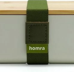 Homra Lunchbox BBOO Grey - Broodtrommel - 2 Compartimenten Brooddoos - Lunch To Go - FSC Bamboo - Duurzaam Kunststof - BPA Vrij - Lunchtrommel - Diepvriesbestendig