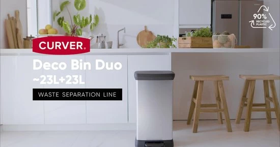 Curver Deco Bin Duo Prullenbak - Rechthoekig - 23L + 23L - Zilver Metallic 2 Curver Deco Bin Duo Prullenbak - Rechthoekig - 23L + 23L - Zilver Metallic - Afbeelding 2