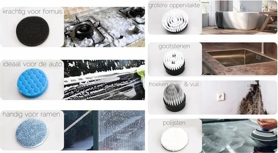 Vosoi - Elektrische Schoonmaakborstel - Polijst Machine - Elektrische Schrobborstel - Poetsmachine - Schoonmaakmiddelen - 7 Opzetstukken - Draadloos - Keuken - Badkamer - Auto - Vloerreiniger Met Steel 5 Vosoi - Elektrische Schoonmaakborstel - Polijst Machine - Elektrische Schrobborstel - Poetsmachine - Schoonmaakmiddelen - 7 Opzetstukken - Draadloos - Keuken - Badkamer - Auto - Vloerreiniger Met Steel - Afbeelding 5