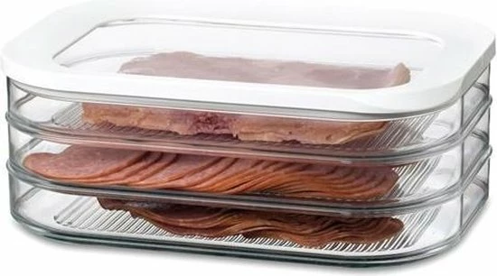 Gusta® Mepal – Vleeswarendoos Modula 3-laags – Wit – Bewaardoos Met Deksel – Zicht Op Inhoud - Stapelbaar – Koelkastdoos 11 Gusta® Mepal – Vleeswarendoos Modula 3-laags – Wit – Bewaardoos Met Deksel – Zicht Op Inhoud - Stapelbaar – Koelkastdoos - Afbeelding 11