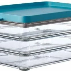 Mepal – Koelkastdoos Omnia Vleeswaren 3-laags – Nordic Green – Vleeswarendoos Koelkast – Vershoudbakjes – Makkelijk Stapelbaar – Houdt Vleeswaren Vers – Lucht En- Aromadicht