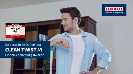 Leifheit Clean Twist M Vloerwisser Ergo Mobiel - Dweil Set Compleet Systeem Met Wieltjes - 33 Cm - 6 Liter 2 Leifheit Clean Twist M Vloerwisser Ergo Mobiel - Dweil Set Compleet Systeem Met Wieltjes - 33 Cm - 6 Liter - Afbeelding 2