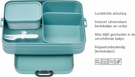 Mepal – Bento Lunchbox Take A Break Large- Inclusief Bento Box – Nordic Blue – Lunchbox Voor Volwassenen 5 Mepal – Bento Lunchbox Take A Break Large- Inclusief Bento Box – Nordic Blue – Lunchbox Voor Volwassenen - Afbeelding 5