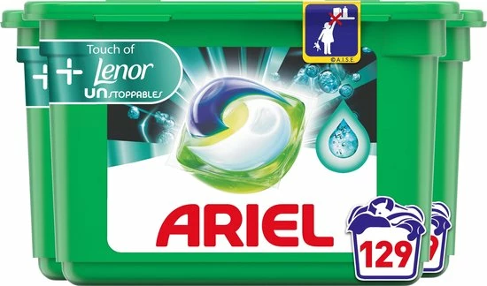 Ariel All In 1 Wasmiddel Pods + Lenor Unstoppables , 3 X 43 Wasbeurten - Voordeelverpakking 1 Ariel All In 1 Wasmiddel Pods + Lenor Unstoppables , 3 X 43 Wasbeurten - Voordeelverpakking