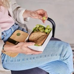 Homra Lunchbox BBOO Grey - Broodtrommel - 2 Compartimenten Brooddoos - Lunch To Go - FSC Bamboo - Duurzaam Kunststof - BPA Vrij - Lunchtrommel - Diepvriesbestendig -SolisVac Plus Shop 550x330 7