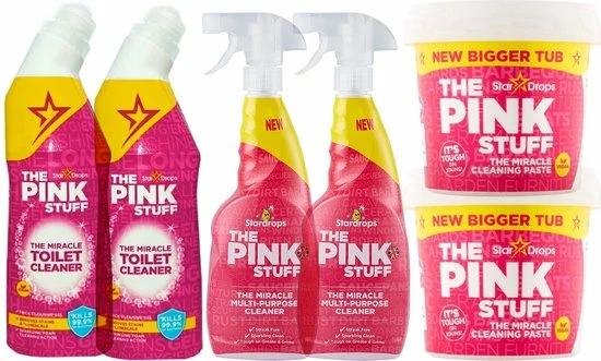 Stardrops The Pink Stuff The Pink Stuff Set 6 Dlg- 2x Spray 750 Ml - 2x Toiletreinoger 750 Ml- 2x Miracle Paste 850 Gram 1 Stardrops The Pink Stuff The Pink Stuff Set 6 Dlg- 2x Spray 750 Ml - 2x Toiletreinoger 750 Ml- 2x Miracle Paste 850 Gram