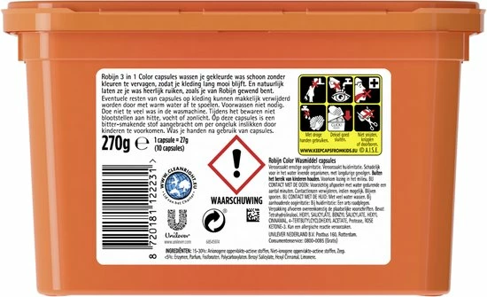 Robijn Wascapsules 3-in-1 Color 3 X 40 Stuks 5 Robijn Wascapsules 3-in-1 Color 3 X 40 Stuks - Afbeelding 5