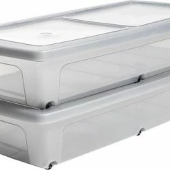 IRIS OHYAMA IRIS Clearbox Onder-het-bed Opbergbox - 35L - Kunststof - Transparant/Grijs - Set Van 2