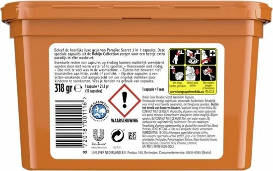 Robijn Paradise Secret 3 In 1 Wascapsules - 4 X 15 Wasbeurten - Voordeelverpakking 4 Robijn Paradise Secret 3 In 1 Wascapsules - 4 X 15 Wasbeurten - Voordeelverpakking - Afbeelding 4