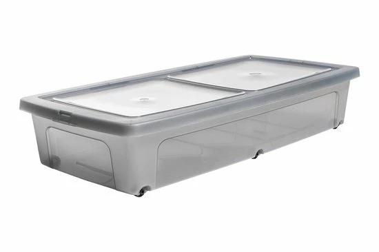 IRIS OHYAMA IRIS Clearbox Onder-het-bed Opbergbox - 35L - Kunststof - Transparant/Grijs - Set Van 2 4 IRIS OHYAMA IRIS Clearbox Onder-het-bed Opbergbox - 35L - Kunststof - Transparant/Grijs - Set Van 2 - Afbeelding 4