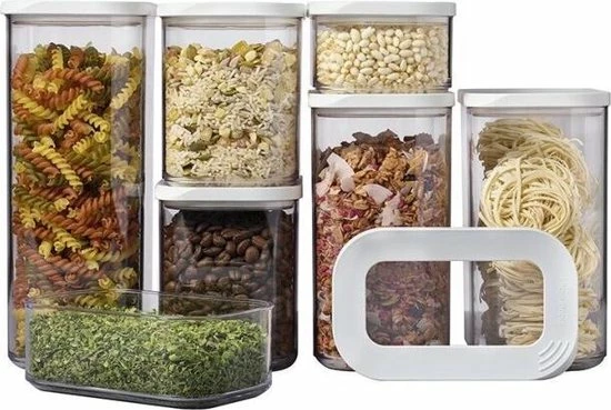 Mepal – Starterset Bewaardoos Modula – 7-delig – Wit – Bewaardozen Voedsel – Voorraaddozen - Stapelbaar 1 Mepal – Starterset Bewaardoos Modula – 7-delig – Wit – Bewaardozen Voedsel – Voorraaddozen - Stapelbaar