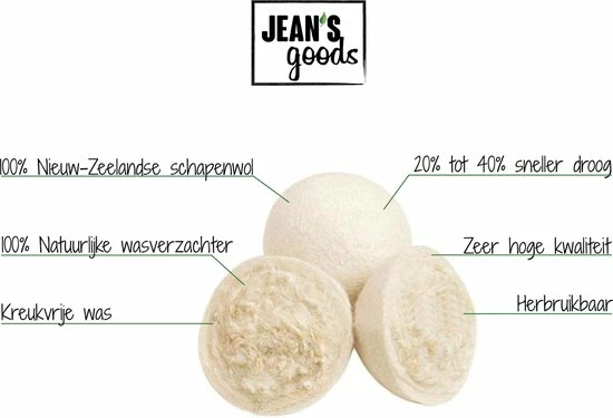 Jean's Goods Drogerballen - Droogballen - Wasdrogerballen - Wasdroger Ballen - Wasbol - Wasbollen - Wasballen - Energiebesparende Producten - Energiebesparend - Duurzaam Cadeau - RWS Wol - Zero Waste - Wasverzachter - Beige - 6 Stuks 3 Jean's Goods Drogerballen - Droogballen - Wasdrogerballen - Wasdroger Ballen - Wasbol - Wasbollen - Wasballen - Energiebesparende Producten - Energiebesparend - Duurzaam Cadeau - RWS Wol - Zero Waste - Wasverzachter - Beige - 6 Stuks - Afbeelding 3