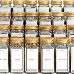 24 Glazen Kruidenpotjes Vierkant Met Deksel - Kruidenstrooier - Voorraadpotten - Keuken Organizer - Complete Set Met Strooideksels, Voorbedrukte & Blanco Stickers, Trechter En Stift - Inhoud 120 Ml - Goud 24 24 Glazen Kruidenpotjes Vierkant Met Deksel - Kruidenstrooier - Voorraadpotten - Keuken Organizer - Complete Set Met Strooideksels, Voorbedrukte & Blanco Stickers, Trechter En Stift - Inhoud 120 Ml - Goud -SolisVac Plus Shop 550x388 3