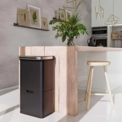 Prullenbak Met Sensor - 60 L - Zwart - Afvalscheiding Vuilbak StangVollby Halden - RVS - 4 Vakken - Automatisch Lucht Filter - 60 Liter (2×18L + 2×12L) - Automatische Soft Close Deksel Met Infrarood Sensor - 4 Vaks Afvalemmer - Bacterie Filter -SolisVac Plus Shop 550x392 4