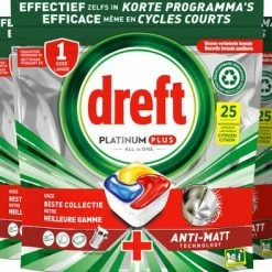 Dreft Platinum Plus All In One - Vaatwastabletten - Citroen - Voordeelverpakking 5 X 25 Stuks