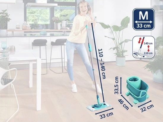 Leifheit Clean Twist M Vloerwisser Ergo Mobiel - Dweil Set Compleet Systeem Met Wieltjes - 33 Cm - 6 Liter 9 Leifheit Clean Twist M Vloerwisser Ergo Mobiel - Dweil Set Compleet Systeem Met Wieltjes - 33 Cm - 6 Liter - Afbeelding 9