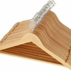 Merkloos 30 Houten Kledinghangers - Kleerhanger Met Inkeping En Broeklat - Metalen Haak - Dames/Heren/Volwassenen - Bruin - 30 Stuks