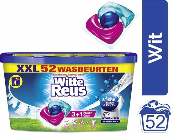 Witte Reus Power Caps Wascapsules - Wasmiddel Capsules - Voordeelverpakking - 52 Wasbeurten 3 Witte Reus Power Caps Wascapsules - Wasmiddel Capsules - Voordeelverpakking - 52 Wasbeurten - Afbeelding 3