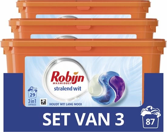 Robijn Stralend Wit Wascapsules - 3 X 29 Wasbeurten - Halfjaarbox 5 Robijn Stralend Wit Wascapsules - 3 X 29 Wasbeurten - Halfjaarbox - Afbeelding 5