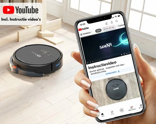 Sanovy 3 In 1 Robotstofzuiger Met Dweilfunctie - 1800 PA- Automatische Laadstation - Dweilrobot – App 9 Sanovy 3 In 1 Robotstofzuiger Met Dweilfunctie - 1800 PA- Automatische Laadstation - Dweilrobot – App - Afbeelding 9
