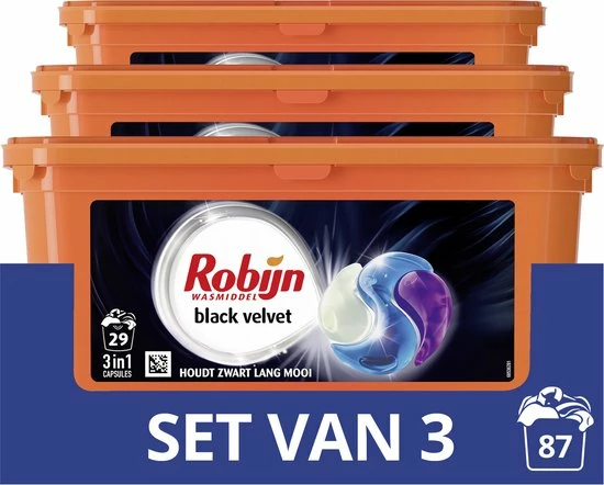 Robijn Black Velvet Wascapsules - 3 X 29 Wasbeurten - Halfjaarbox 5 Robijn Black Velvet Wascapsules - 3 X 29 Wasbeurten - Halfjaarbox - Afbeelding 5