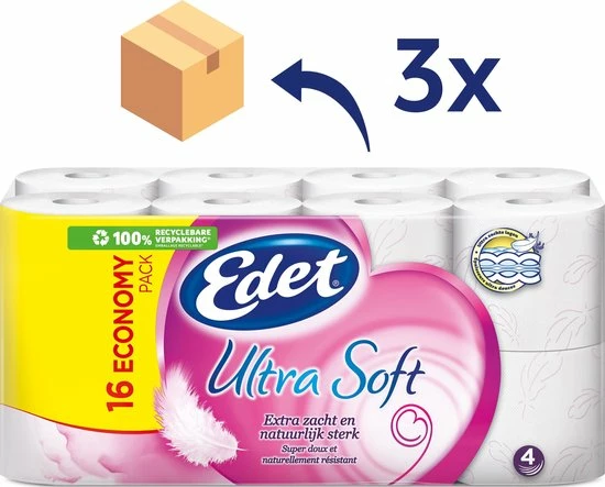 Edet Ultra Soft Wc Papier - 4-laags - 48 Rollen 2 Edet Ultra Soft Wc Papier - 4-laags - 48 Rollen - Afbeelding 2