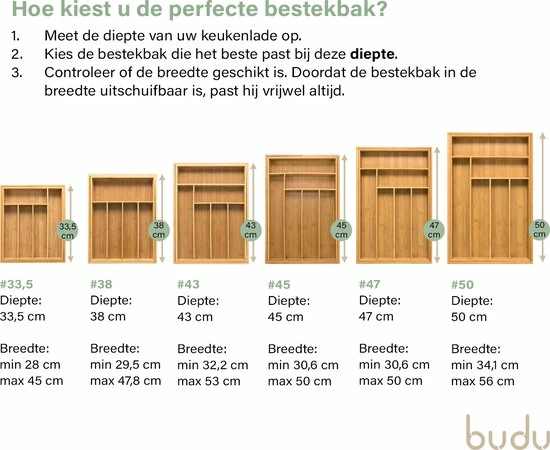 Budu Uitschuifbare Bamboe Bestekbak #47 (47 Cm Diep) - Bestekcassette Hout - Besteklade - 47 X 30,6 - 50 Cm - 6/8 Vakken 2 Budu Uitschuifbare Bamboe Bestekbak #47 (47 Cm Diep) - Bestekcassette Hout - Besteklade - 47 X 30,6 - 50 Cm - 6/8 Vakken - Afbeelding 2