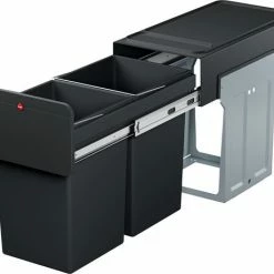 Hailo Tandem - Inbouw Prullenbak - 2x 14 Liter Inhoud - 25,1 X 40 X 49 Cm - Met 2 Compartimenten - Zwart