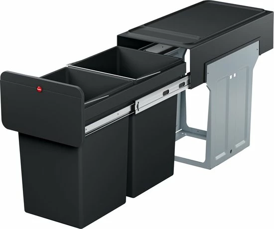 Hailo Tandem - Inbouw Prullenbak - 2x 14 Liter Inhoud - 25,1 X 40 X 49 Cm - Met 2 Compartimenten - Zwart 1 Hailo Tandem - Inbouw Prullenbak - 2x 14 Liter Inhoud - 25,1 X 40 X 49 Cm - Met 2 Compartimenten - Zwart