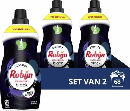 Robijn Klein & Krachtig Black Velvet Vloeibaar Wasmiddel - 2 X 34 Wasbeurten - Voordeelverpakking 1 Robijn Klein & Krachtig Black Velvet Vloeibaar Wasmiddel - 2 X 34 Wasbeurten - Voordeelverpakking