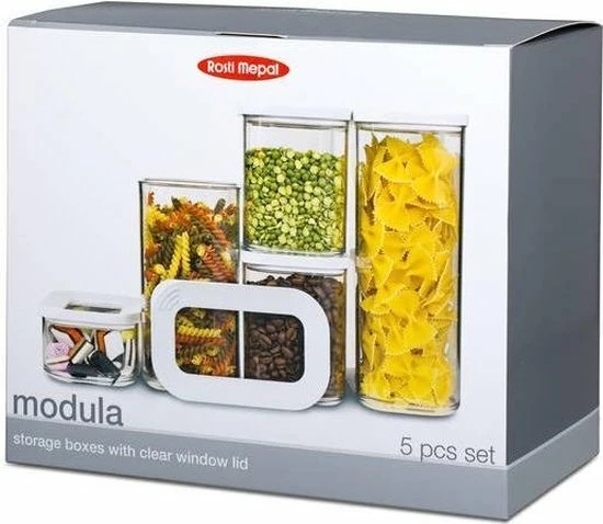 Mepal – Starterset Bewaardoos Modula – 7-delig – Wit – Bewaardozen Voedsel – Voorraaddozen - Stapelbaar 3 Mepal – Starterset Bewaardoos Modula – 7-delig – Wit – Bewaardozen Voedsel – Voorraaddozen - Stapelbaar - Afbeelding 3