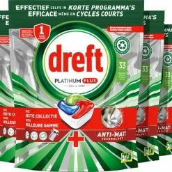 Dreft Platinum Plus All In One - Vaatwastabletten - Voordeelverpakking 4 X 33 Stuks